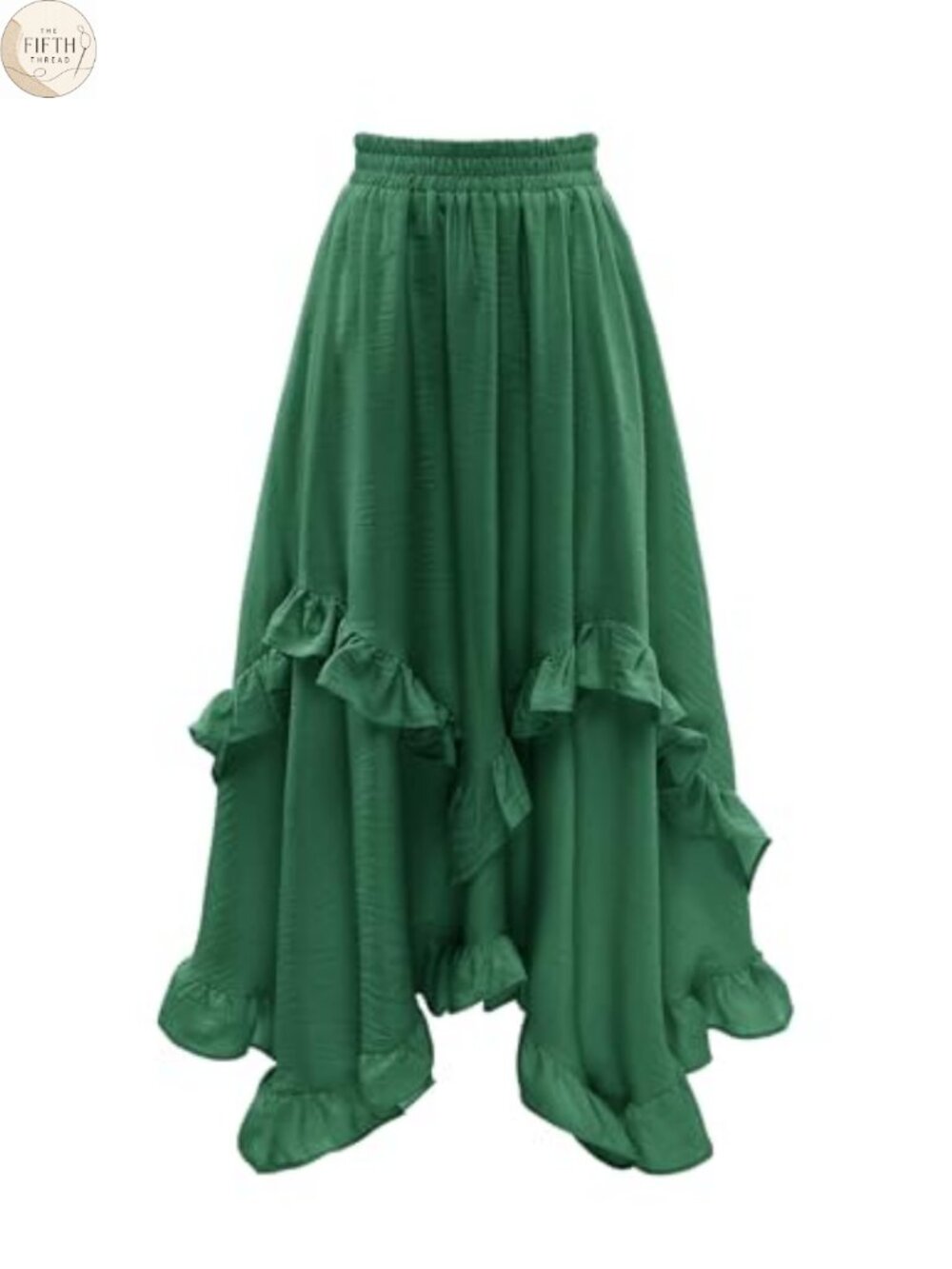 Ruffled Tiered Renaissance Skirt High Rise A-Line Asymmetric Solid